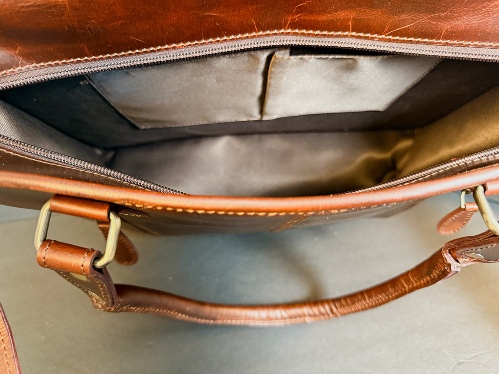 Checkmate Collection | Women’s Work-Ready Cowhide & Brown Checkered Full-Grain Leather Tote