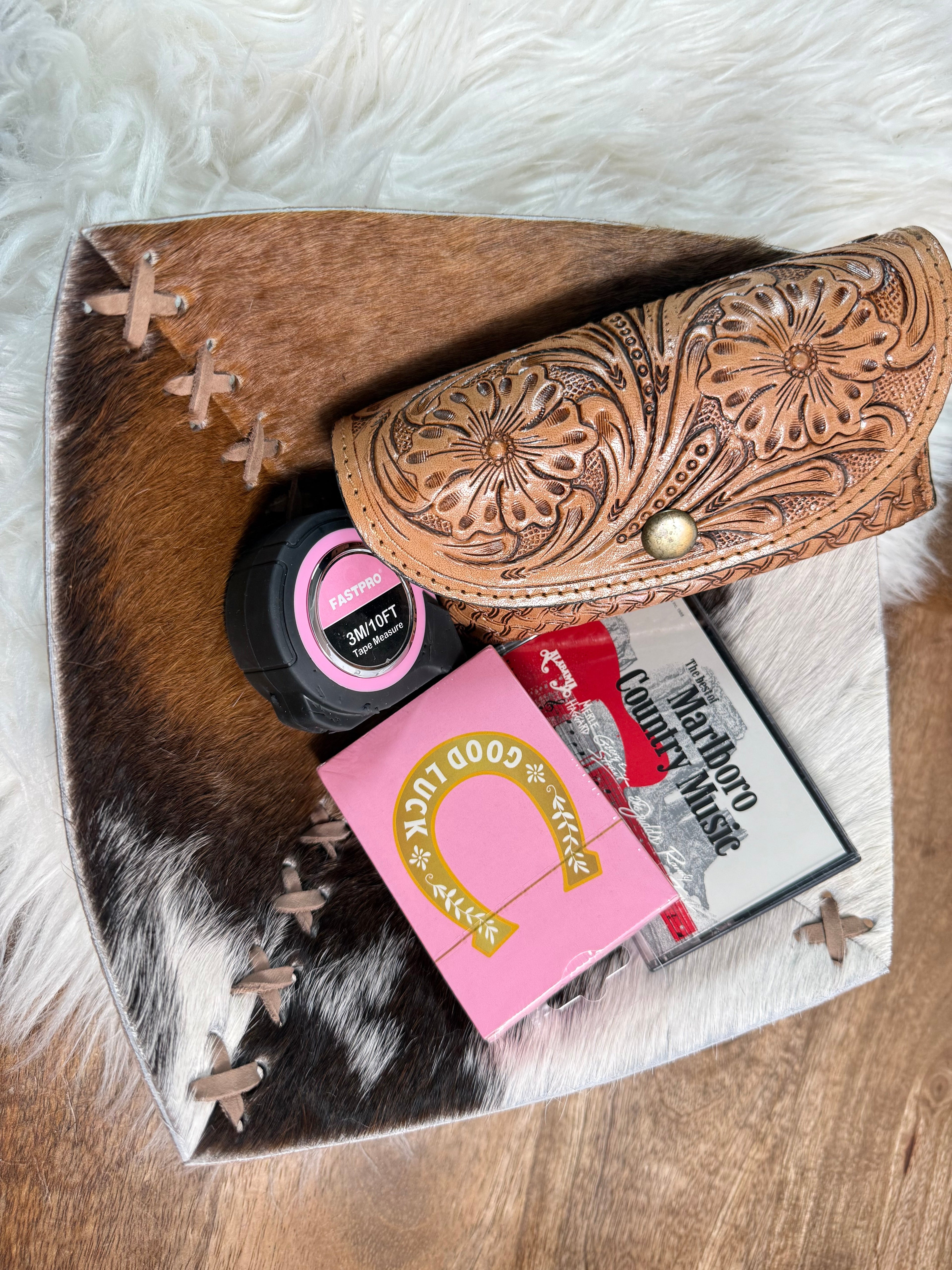 Handmade Cowhide Leather Catch-All Tray | Western Valet Tray