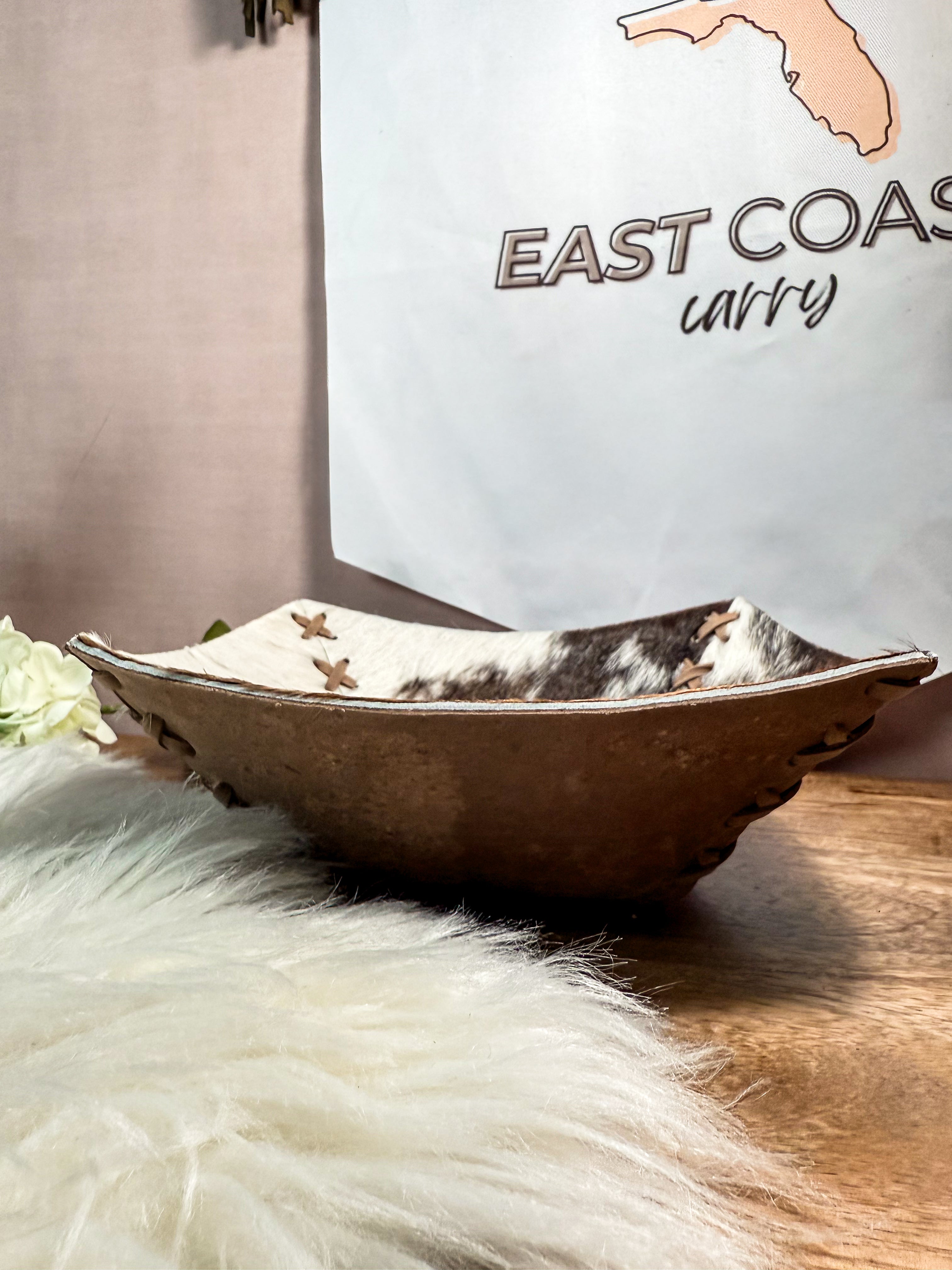 Handmade Cowhide Leather Catch-All Tray | Western Valet Tray