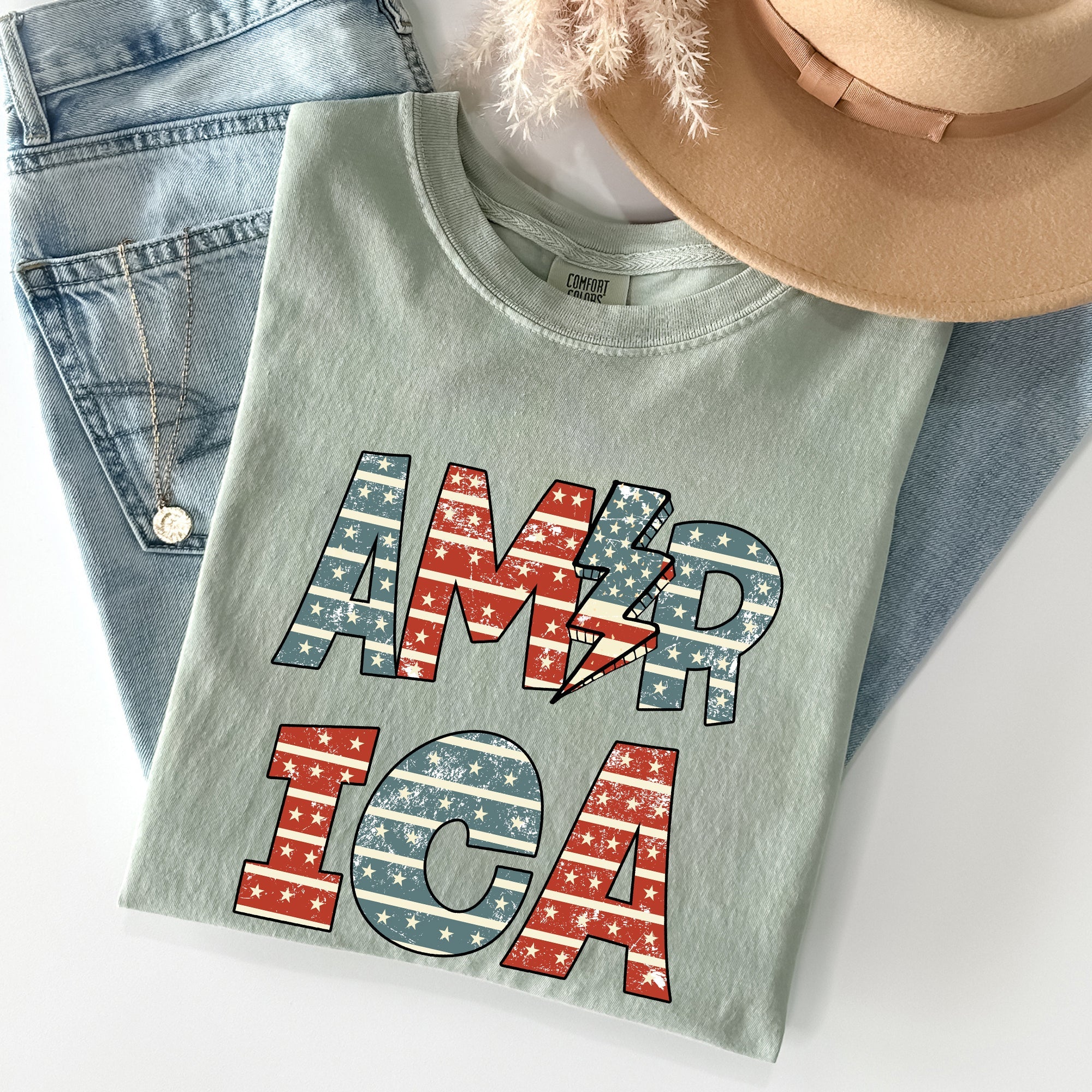Retro America, Patriotic, 4th of July Comfort Colors Tshirt
