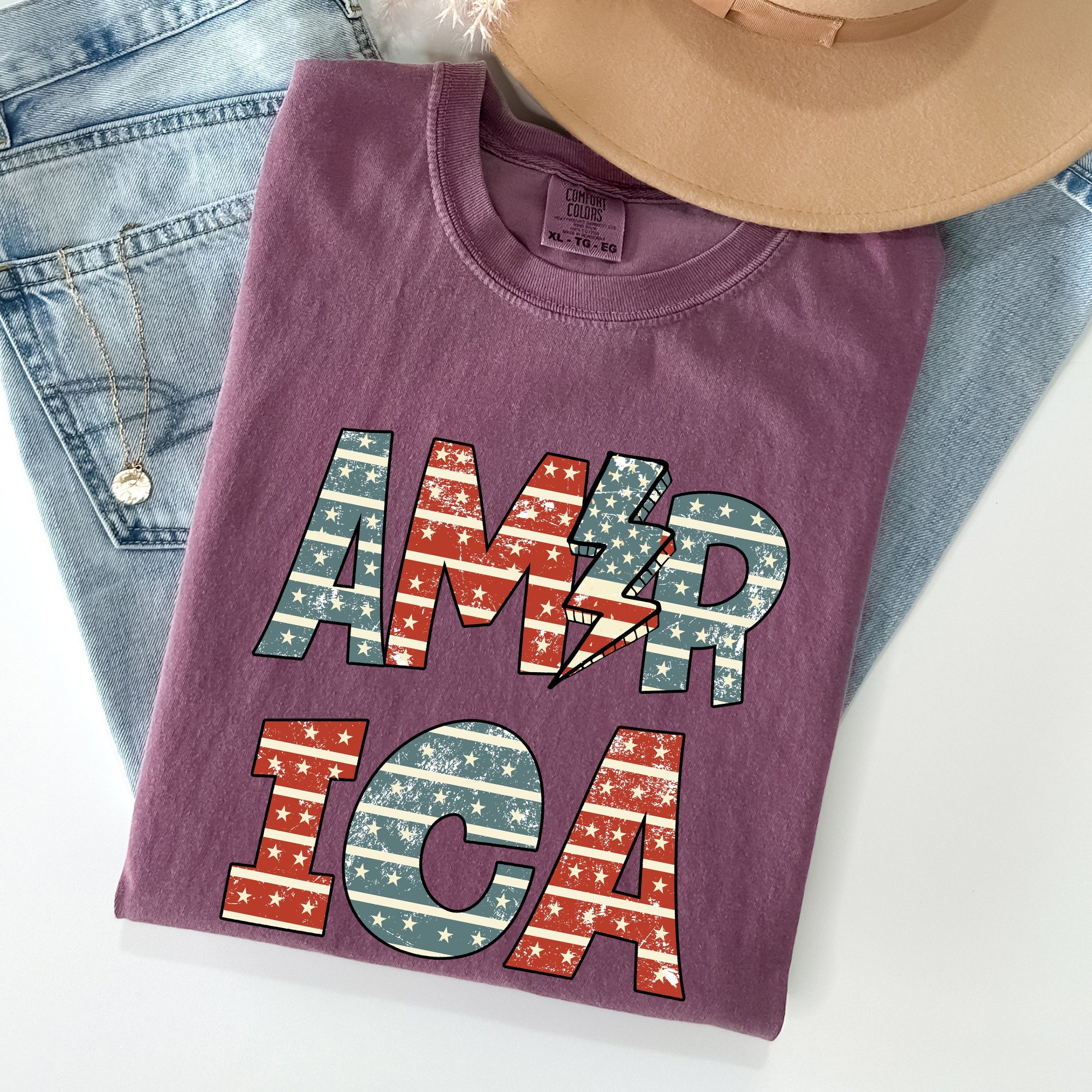 Retro America, Patriotic, 4th of July Comfort Colors Tshirt