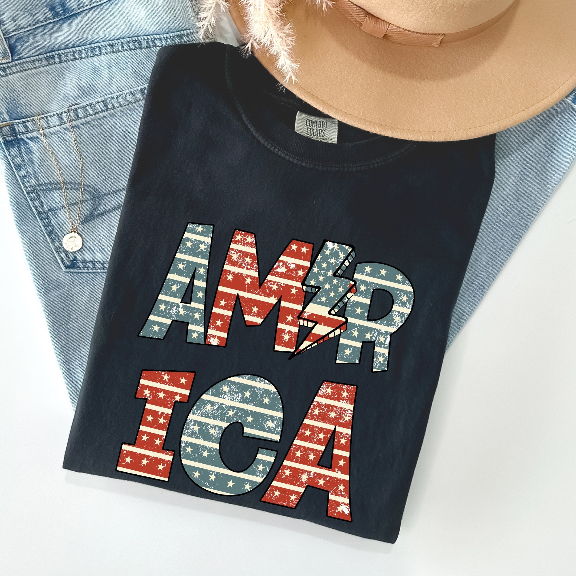 Retro America, Patriotic, 4th of July Comfort Colors Tshirt