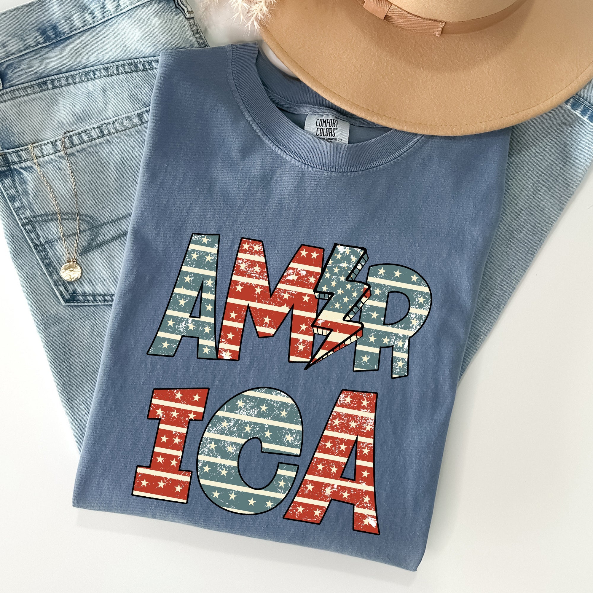 Retro America, Patriotic, 4th of July Comfort Colors Tshirt