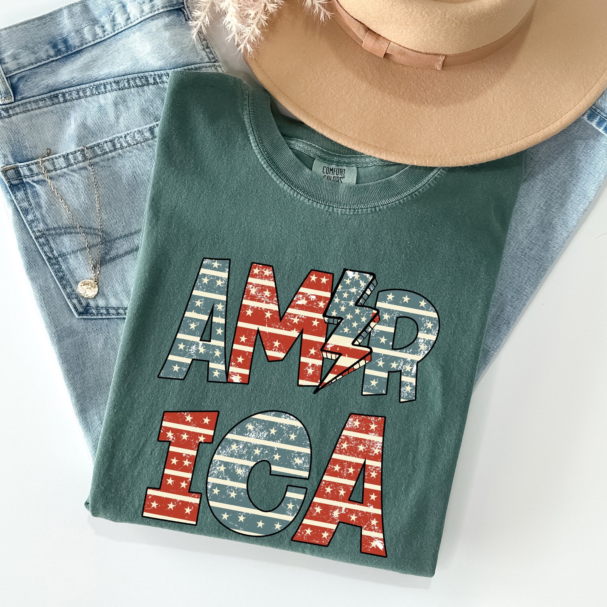 Retro America, Patriotic, 4th of July Comfort Colors Tshirt