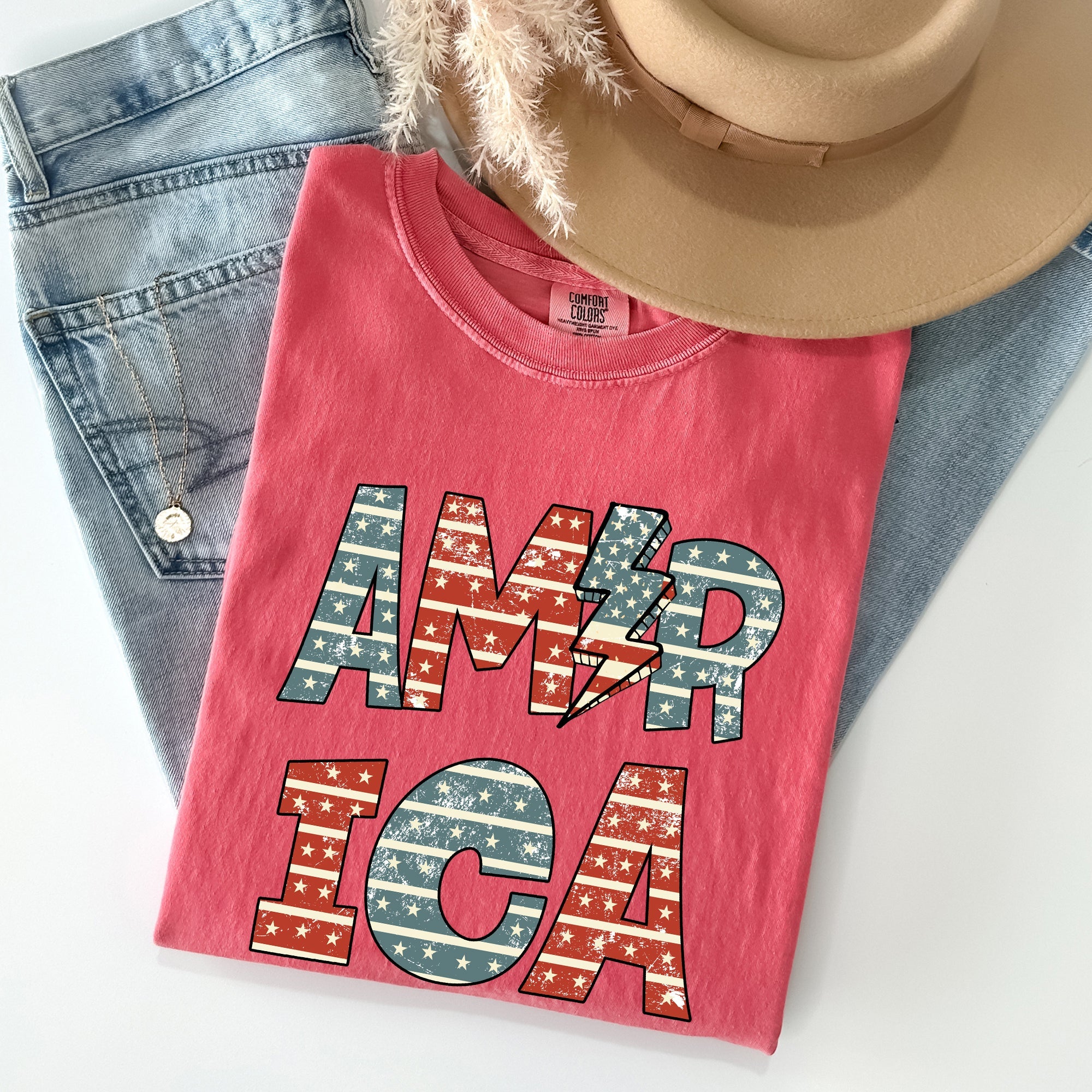 Retro America, Patriotic, 4th of July Comfort Colors Tshirt