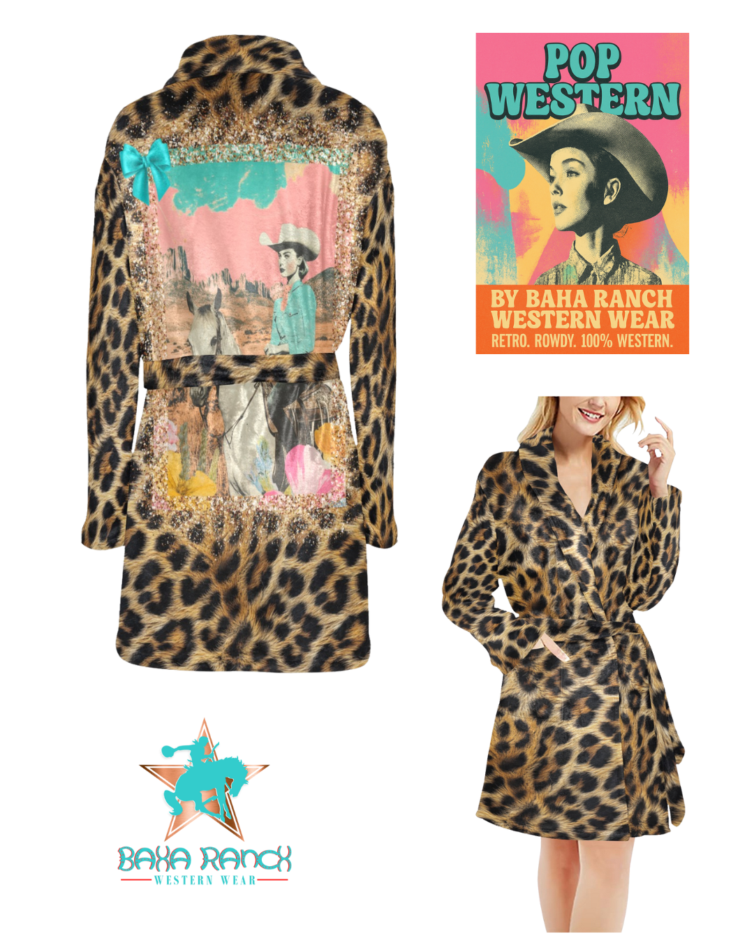 Baha Ranch Retro Pop Western Leopard Cowgirl Robe – Buckin’K & Co